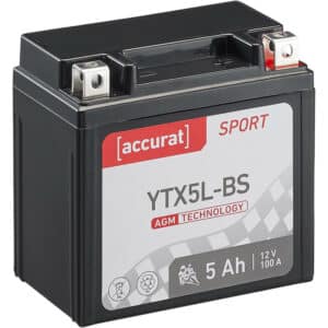 Accurat Sport AGM YTX5L-BS Motorradbatterie 5Ah 12V (DIN 50412) YB4L-B YT5L-BS CTX5L-BS