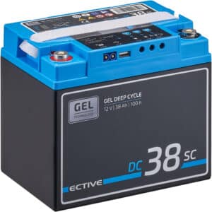 ECTIVE DC 38SC GEL Deep Cycle mit PWM-Ladegerät und LCD-Anzeige 38Ah Versorgungsbatterie