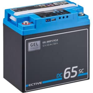 ECTIVE DC 65SC GEL Deep Cycle mit PWM-Ladegerät und LCD-Anzeige 65Ah Versorgungsbatterie