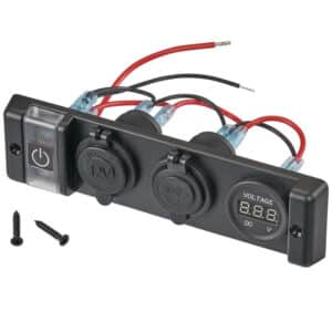 ECTIVE KFZ-Einbaukonsole mit Voltmeter und 2x USB-Anschlüssen und 12V-Bordspannungssteckdose